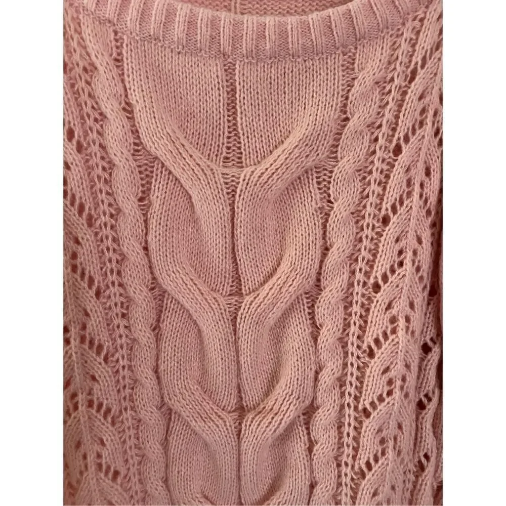 New pink lightweight cross banded sweater oversized crop size xl
